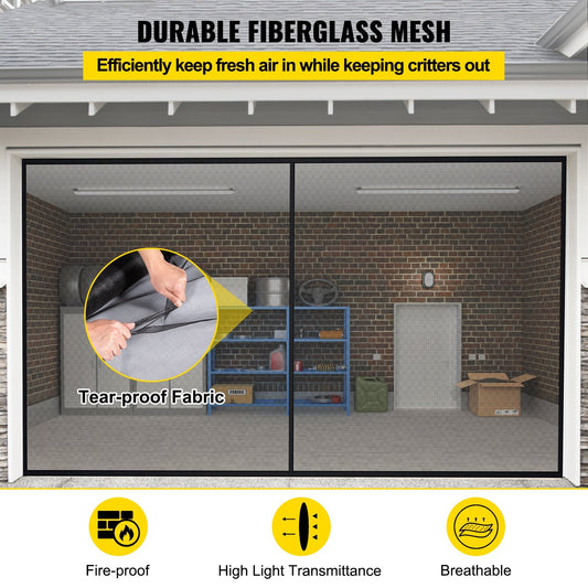 Heavy-Duty Fiberglass Garage Door Screen, 4.88 x 2.13 m, Easy Install & Retract