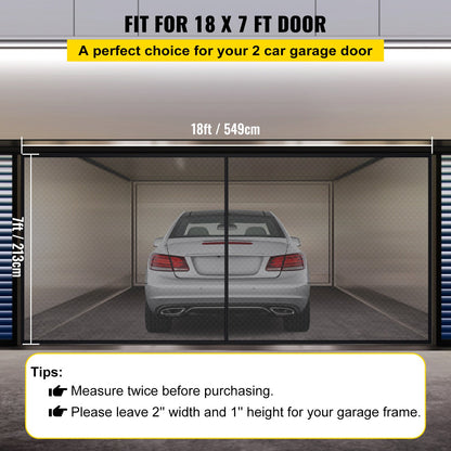 VEVOR Garage Door Screen, 18 x 7 ft for 2 Cars, 5.8 lbs Heavy-Duty Fiberglass Mesh