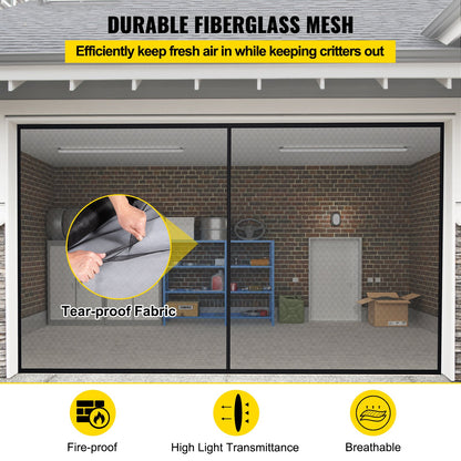 VEVOR Garage Door Screen, 18 x 7 ft for 2 Cars, 5.8 lbs Heavy-Duty Fiberglass Mesh