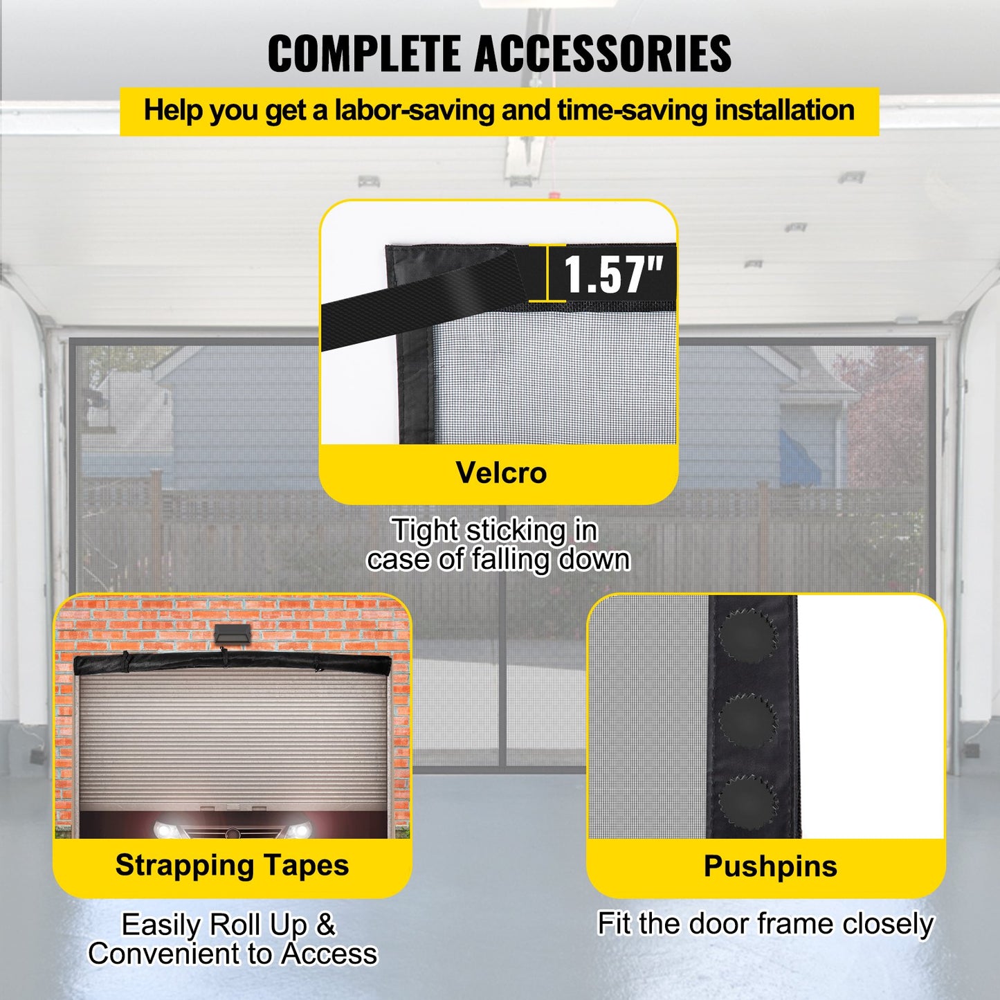 VEVOR Garage Door Screen, 18 x 7 ft for 2 Cars, 5.8 lbs Heavy-Duty Fiberglass Mesh