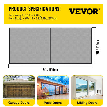 Heavy-Duty 5.49 x 2.13 m Garage Door Screen with Magnetic Closure
