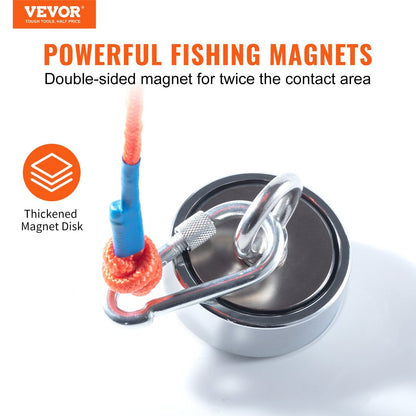 Magnet Fishing Kit, 544kg Pull Force, Double-Sided, 75mm Magnet with Accessories
