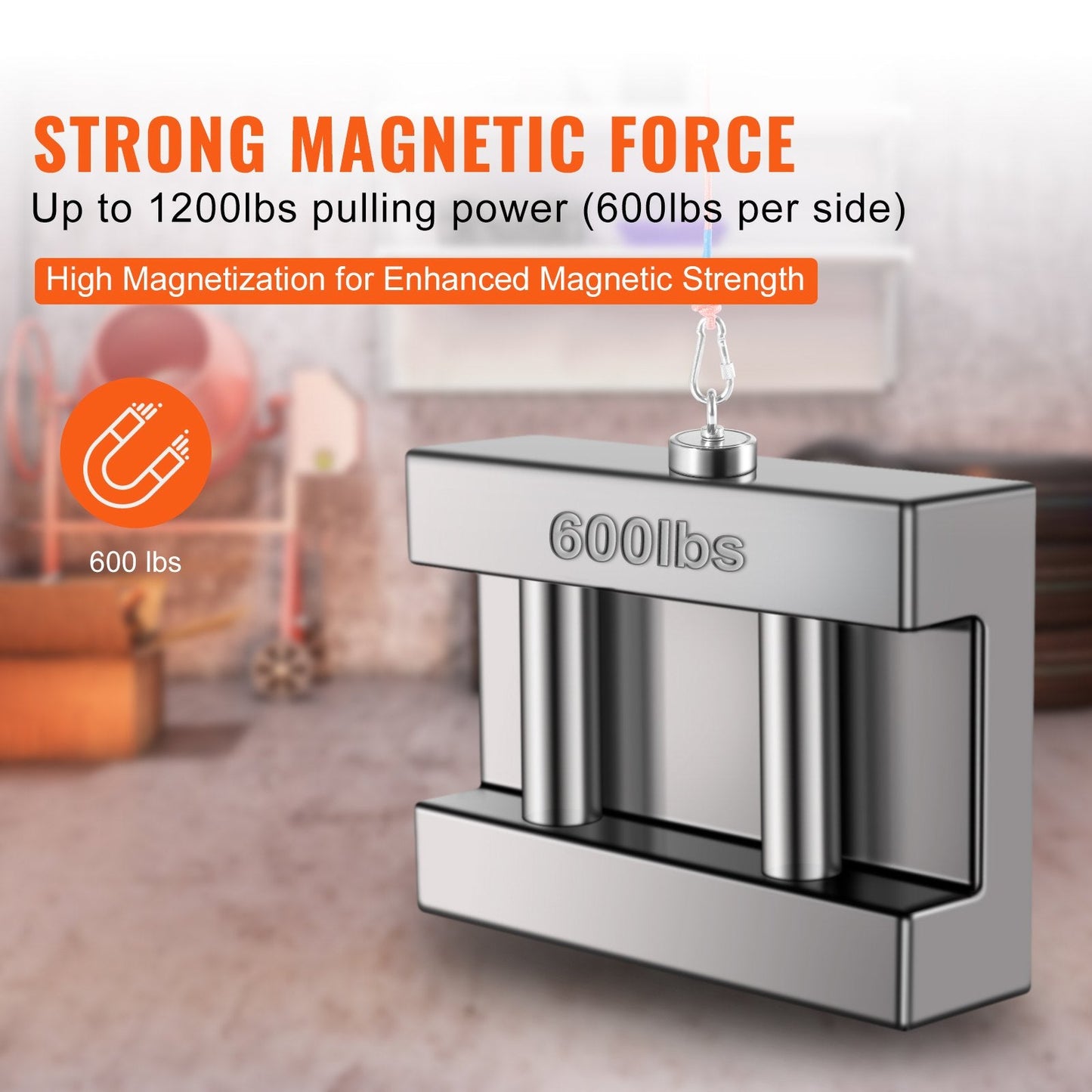 Magnet Fishing Kit, 544kg Pull Force, Double-Sided, 75mm Magnet with Accessories