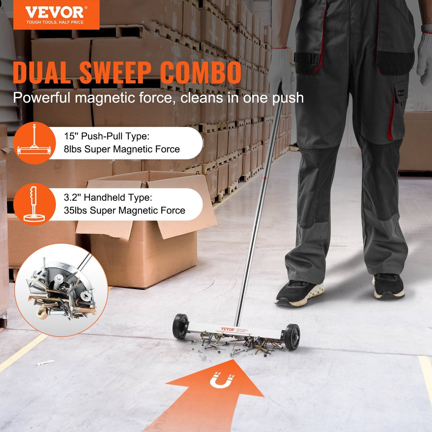 15-Meter Magnetic Sweeper with Wheels & Telescopic Pickup Tool