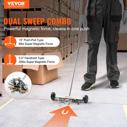15-Meter Magnetic Sweeper with Wheels & Telescopic Pickup Tool