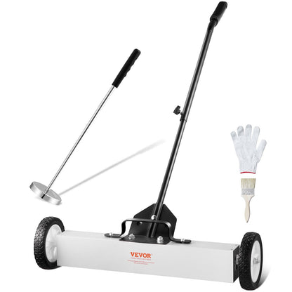 Magnetic Sweeper with Wheels and Telescopic Handle, 600mm Width, 22.6kg Force