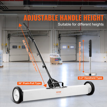 Magnetic Sweeper with Wheels & Telescopic Handle - 0.9m, 24.9 kg Pull Force