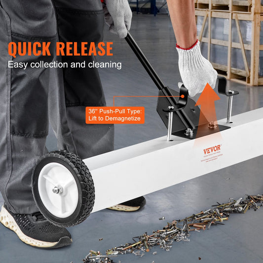 Magnetic Sweeper with Wheels & Telescopic Handle - 0.9m, 24.9 kg Pull Force