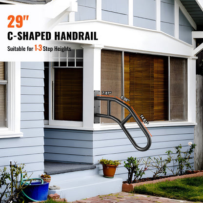 Outdoor Handrails for 1-3 Steps, 0.74m Wall Mount Railings, Set of 2, 240kg Capacity