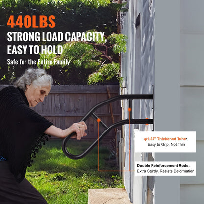 Outdoor Wall Mount Handrail, 0.81m Safety Railing for 1-3 Steps, 200 kg Capacity