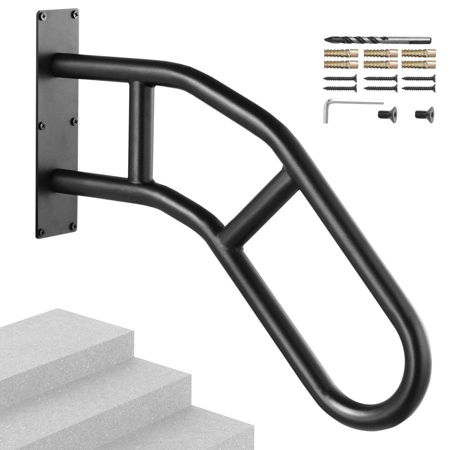 Outdoor Wall Mount Handrail, 0.81m Safety Railing for 1-3 Steps, 200 kg Capacity