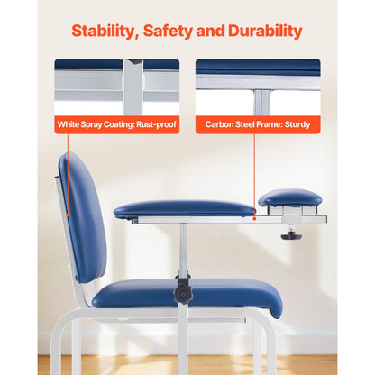 VEVOR Phlebotomy Chair Blood Draw Chair with Adjustable Armrests and Flip Arm