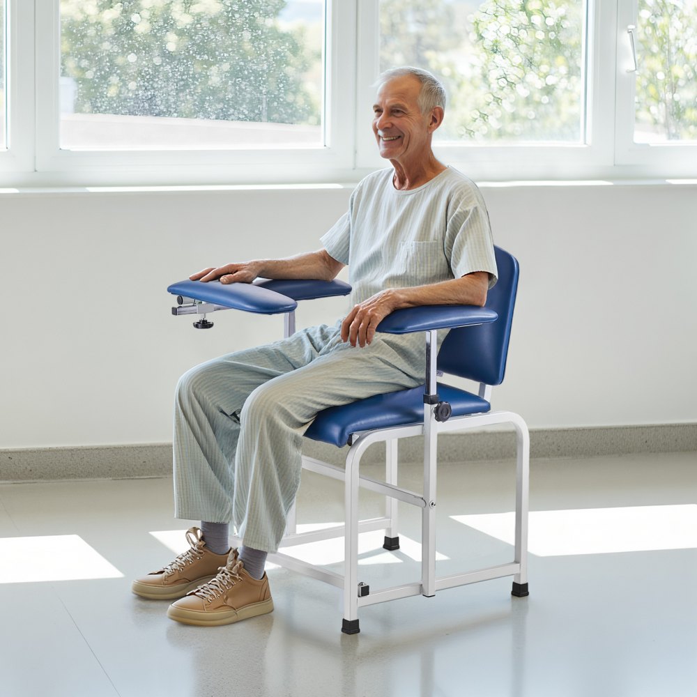 VEVOR Phlebotomy Chair Blood Draw Chair with Adjustable Armrests and Flip Arm