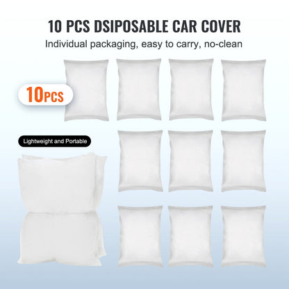 10-Pack Clear Plastic Universal Disposable Car Covers, 3.8 x 6.6 m, Easy Install