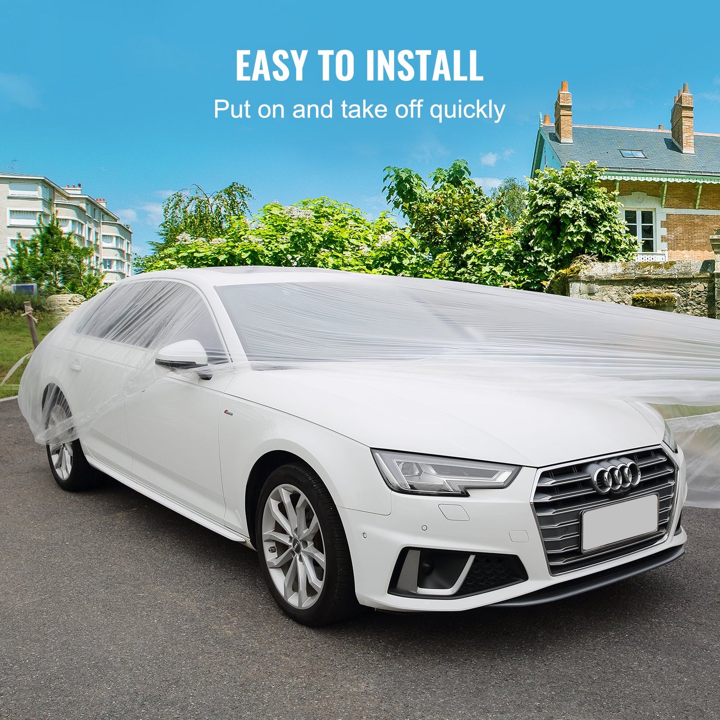 Vevor LOT 10pcs Clear Plastic Temporary Universal Disposable Car Cover 22' x 12'