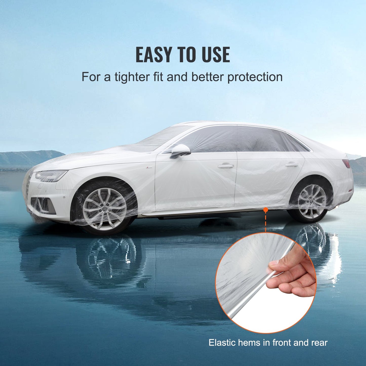 Vevor LOT 10pcs Clear Plastic Temporary Universal Disposable Car Cover 22' x 12'