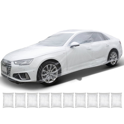 10-Pack Clear Plastic Universal Disposable Car Covers, 3.8 x 6.6 m, Easy Install