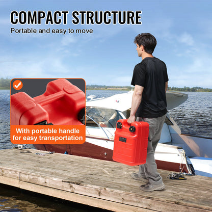 VEVOR Boat Fuel Tank Portable Marine Outboard Gas Tank 6.34 Gallon/24L with Hose