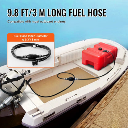 VEVOR Boat Fuel Tank Portable Marine Outboard Gas Tank 12 Gal/55L with Hose
