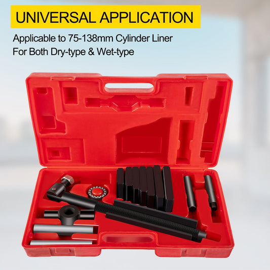 Heavy-duty cylinder liner puller kit fits diesel engine liners from 75 to 138 mm in diameter