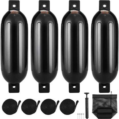 VEVOR Boat Fenders, 6.5" x 23" Boat Bumpers for Docking, Inflatable Ribbed Fender