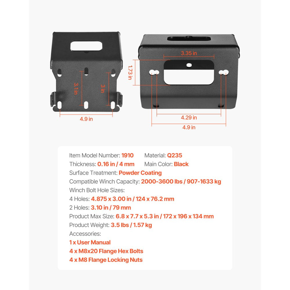Winch Mount for Honda Foreman and Rancher Rubicon Models (2014-2021)