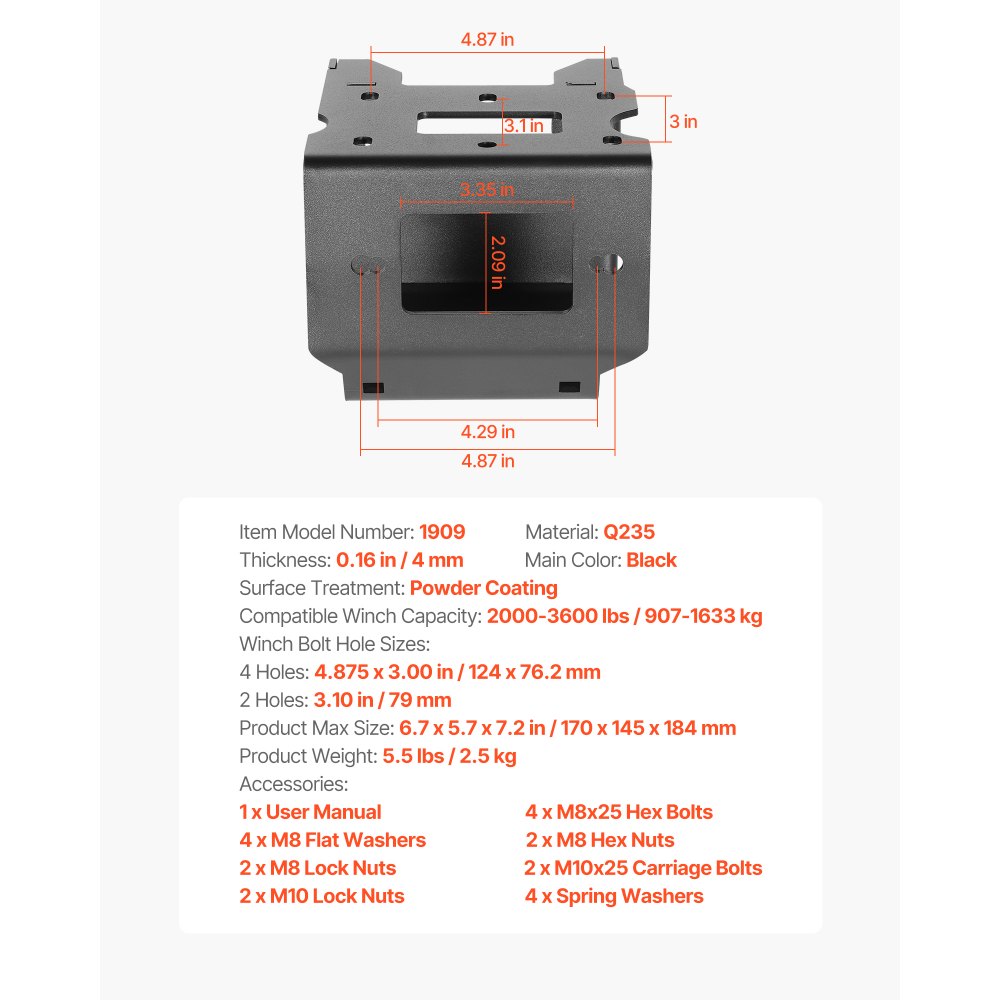Trailer Hitch Winch Mount for Polaris Sportsman Models (2009 and Newer)