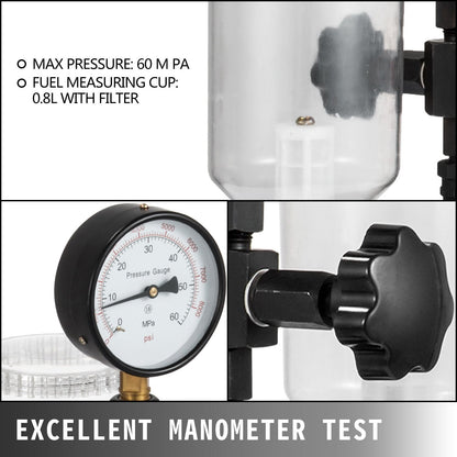 High-Pressure Diesel Injector Tester with Dual Scale Manometer, 0-600 Bar