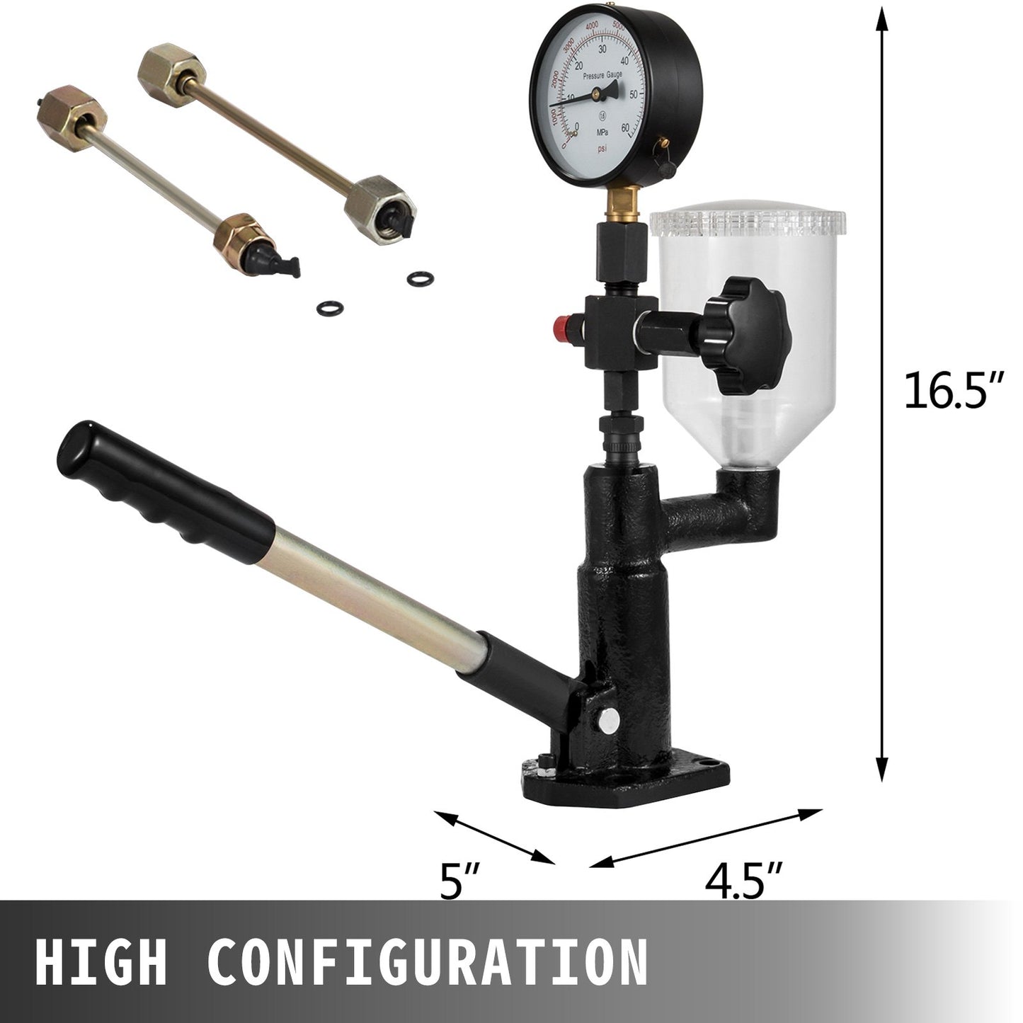 Diesel Injector Nozzle 
Pressure Tester Dual scale Manometer Test Tool 0-600Bar
