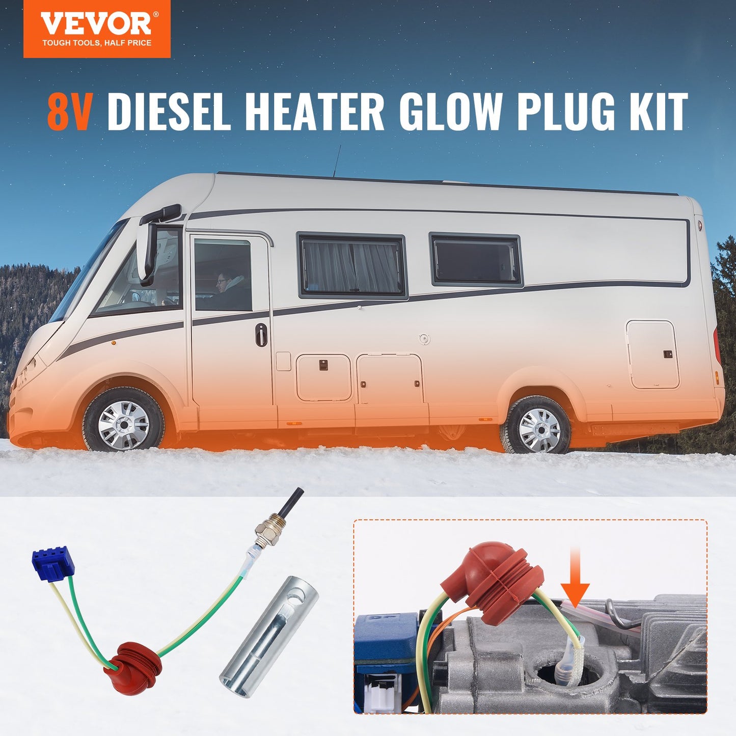 VEVOR Diesel Heater Glow Plug Kit, Ceramic Glow Plug Repair Kit, Air Diesel Parking