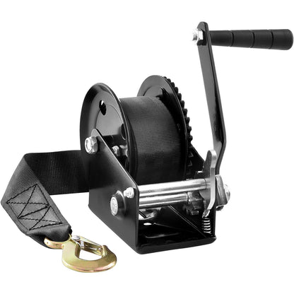 Manual Hand Winch with 7 m Strap, 544 kg Capacity for Boat/Trailer Towing
