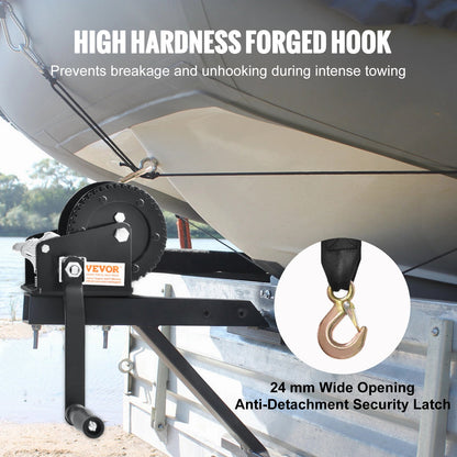 VEVOR Hand Winch, 907.1 kg Pulling Capacity, Boat Trailer Winch Heavy Duty Rope