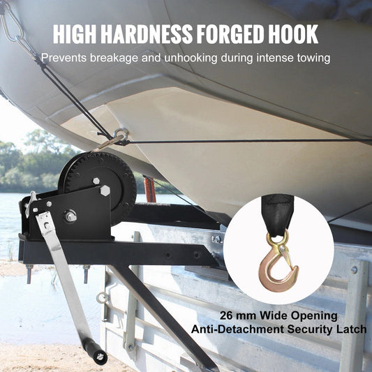Heavy Duty Hand Winch with 1587.5 kg Capacity and 10 m Polyester Strap