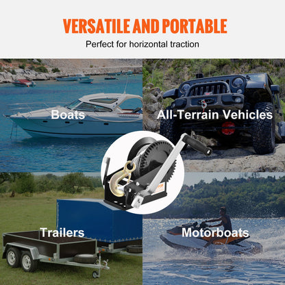 VEVOR Hand Winch Heavy Duty Hand Crank 1587.5 kg 10 m Steel Cable for Boat/ATV