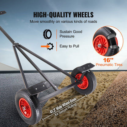 Adjustable Carbon Steel Boat Trailer Dolly, 190 kg Capacity, 2.44-2.94 m Length