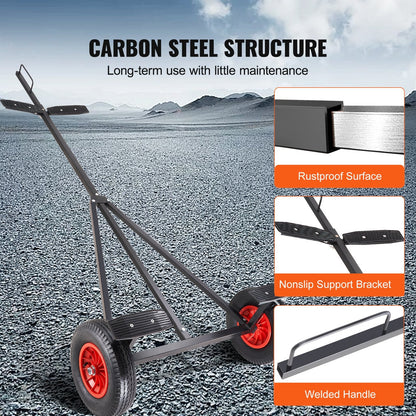Adjustable Carbon Steel Boat Trailer Dolly, 190 kg Capacity, 2.44-2.94 m Length
