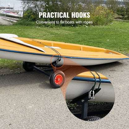 Adjustable Carbon Steel Boat Trailer Dolly, 190 kg Capacity, 2.44-2.94 m Length