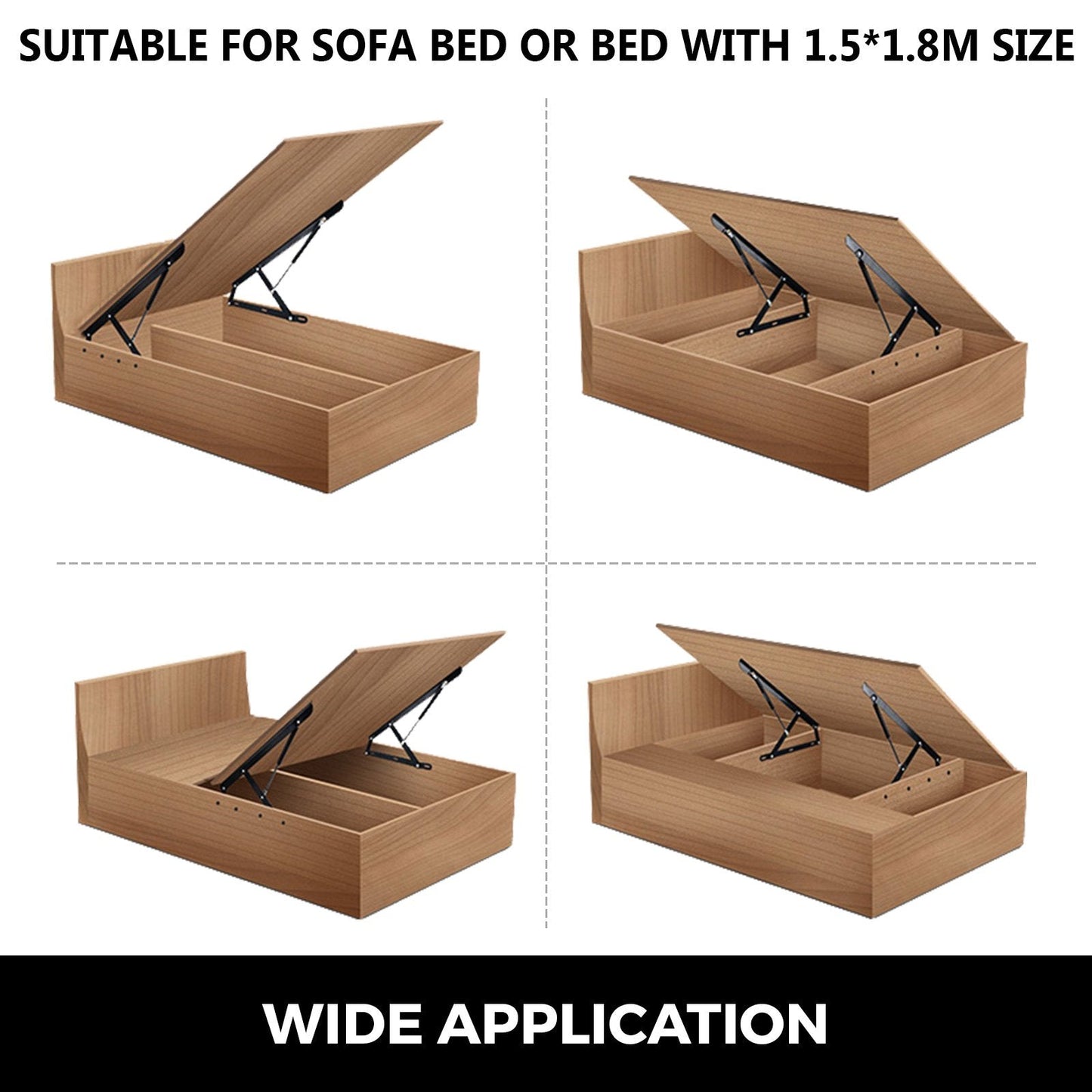 Hydraulic Lift Kit for Sofa Bed, 120cm Steel, 120kg Load, Black