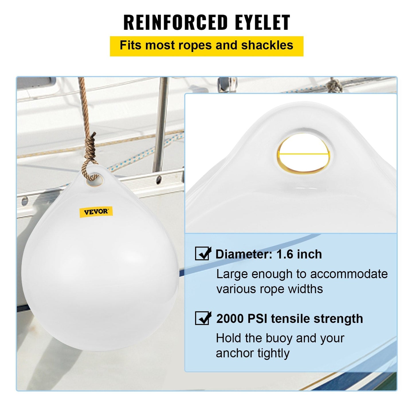 Inflatable Marine-Grade Vinyl Buoy Ball, 70 cm Diameter, White