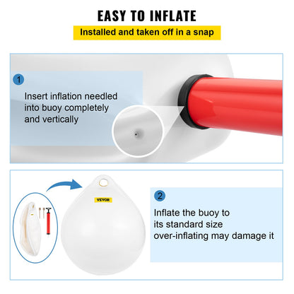VEVOR Boat Buoy Ball, 27\" Diameter Inflatable Heavy-Duty Marine-Grade Vinyl Marker