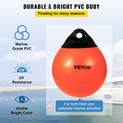 Inflatable Marine-Grade PVC Buoy Ball, 38 cm Diameter, Orange for Mooring & Fishing