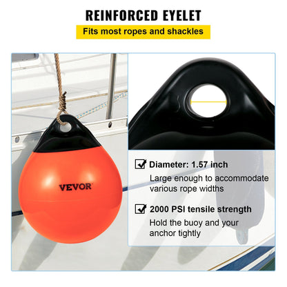 Inflatable Marine-Grade PVC Buoy Ball, 38 cm Diameter, Orange for Mooring & Fishing