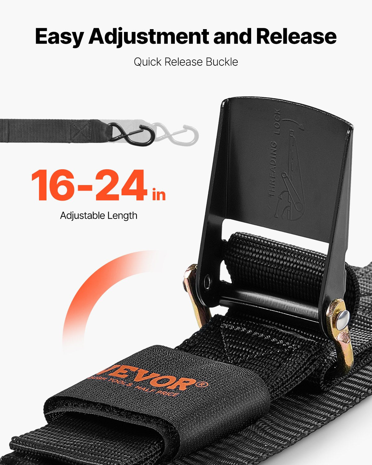 VEVOR Retractable Ratchet Straps Tie Down Straps 5.08 cm x 60.96 cm for Boat