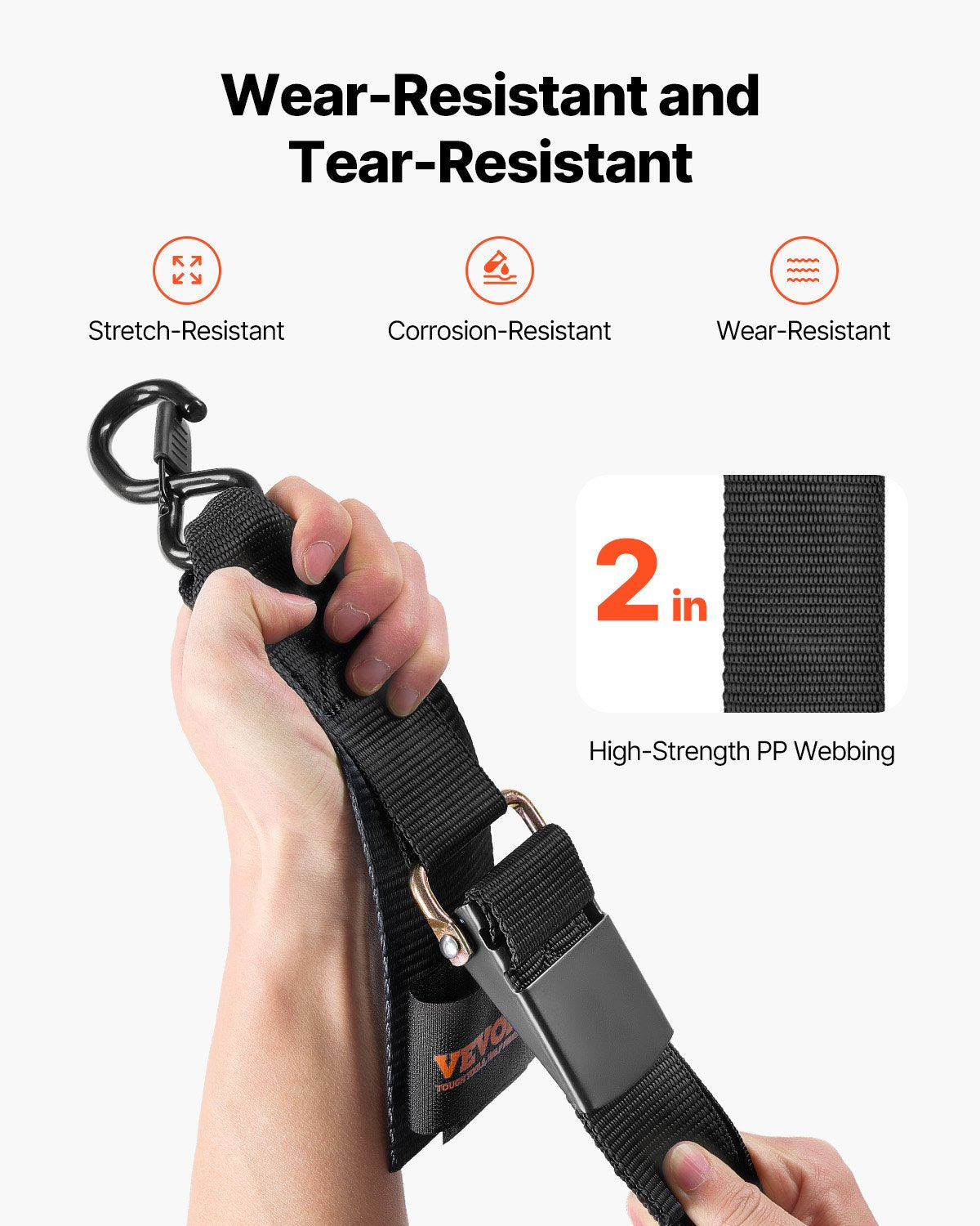 VEVOR Retractable Ratchet Straps Tie Down Straps 5.08 cm x 121.92 cm for Boat