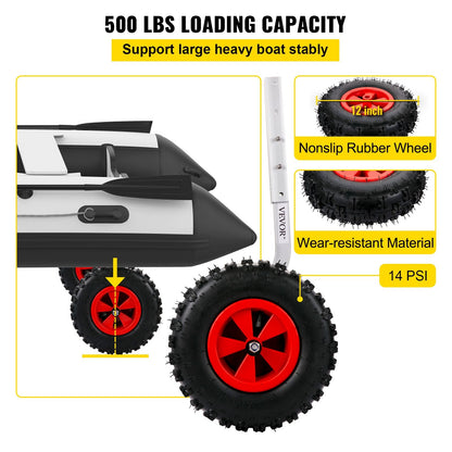 Aluminum Alloy Boat Launch Wheels, 227 kg Capacity, 32 cm Rubber Tires