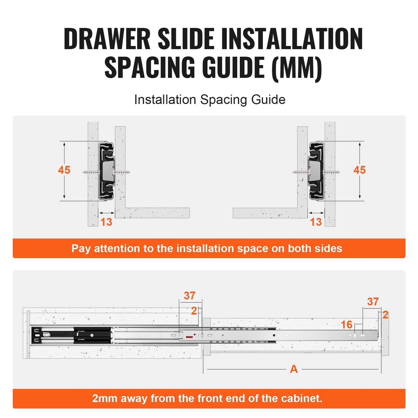 VEVOR 10 Pairs of 508mm Drawer Slides Side Mount Rails, Heavy Duty Full Extension