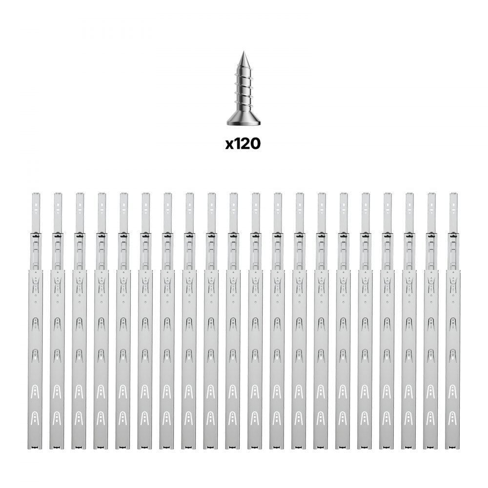 VEVOR Drawer Cabinet Slides Side Mount 24 inch 10 Pairs 100 LB Load Replacement