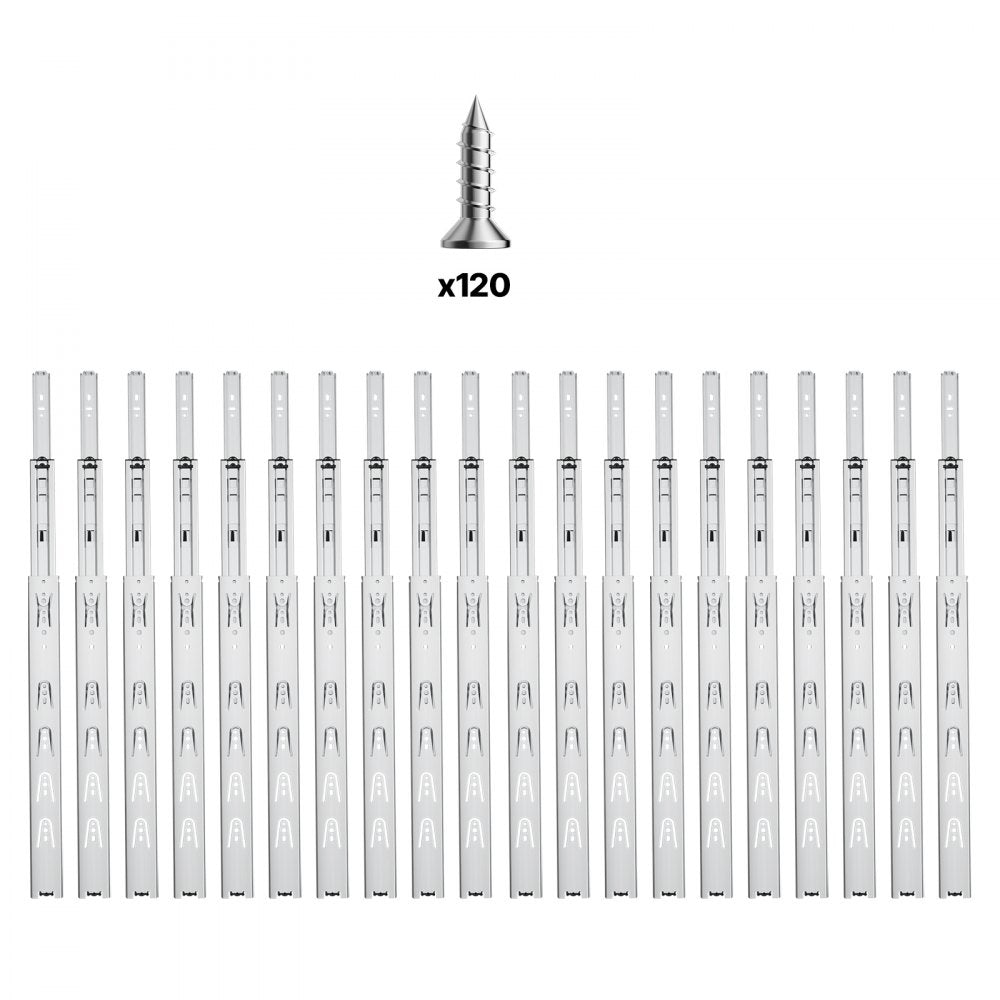 VEVOR Drawer Cabinet Slides Side Mount 20 inch 10 Pairs 100 LB Load Replacement