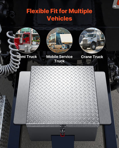 Truck Bed Tool Box, Heavy Duty Aluminum Tool Box with Diamond Plate, Storage Toolbox Chest Organizer Supports up to 100 kg, Ideal for Pickup, Truck Bed, RV, Trailer, 770 x 610 x 310 mm, Silver