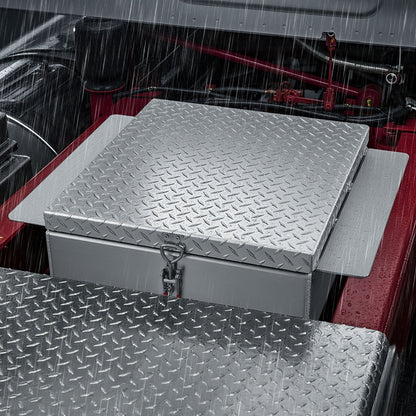 Truck Bed Tool Box, Heavy Duty Aluminum Tool Box with Diamond Plate, Storage Toolbox Chest Organizer Supports up to 100 kg, Ideal for Pickup, Truck Bed, RV, Trailer, 770 x 610 x 310 mm, Silver